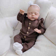 画像をギャラリービューアに読み込む, Hand-Painted Reborn Baby Doll Gift Set - Grey Lace-Collar Sweater & Socks | Soft Body Doll for 3 Year Olds | Christmas & Birthday Present in Color Gift Box