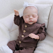 画像をギャラリービューアに読み込む, Hand-Painted Reborn Baby Doll Gift Set - Grey Lace-Collar Sweater & Socks | Soft Body Doll for 3 Year Olds | Christmas & Birthday Present in Color Gift Box