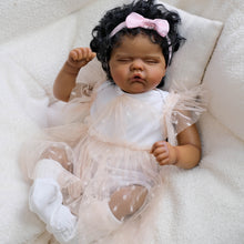 Laden Sie das Bild in den Galerie-Viewer, Pinky Reborn Reborn Baby Dolls Black Girl Brown Skin 18 Inch Silicone Biracial Reborn Toddler Baby Doll Realistic Toddler Black African American Dolls with Hair Feeding Kit & Gift for Kids