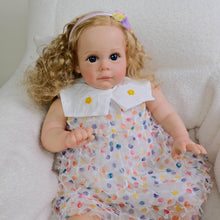 画像をギャラリービューアに読み込む, PINKY REBORN Adorable 24-Inch Huggable Baby Doll Soft Body with Vinyl Limbs Rooted Blonde Hair Blue-Violet Eyes Dressed in Delicate Dress