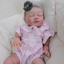 Load image into Gallery viewer, August 19 Inch Hand-Painted Reborn Baby Doll with Closed Eyes Soft Body Vinyl Limbs in Pink Outfit Headband Realistic Sleeping Newborn Gift