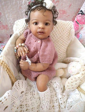 Load image into Gallery viewer, 23 Inch Adorable Reborn Baby Girl Doll Soft Cloth Body Silicone Vinyl Dark Brown Skin African American Realistic Baby Doll Girl Gift for Kids