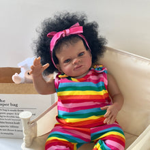 Load image into Gallery viewer, 20 inch Adorable Reborn Baby Girl Soft Cloth Body Dark Brown Skin African American Realistic Baby Doll Girl Gift for Kids