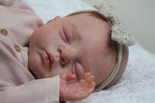 Cargar imagen en el visor de la galería, 19 inch realistic reborn baby dolls Hand-Painted Fabric Doll Irys Purple Footed Pajamas Set Plaid Bear Collector's Companion toys for kids 3+