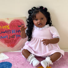 Load image into Gallery viewer, 24inch Reborn Toddler Girl Black Skin African American Soft Cloth Body Newborn Baby Doll Gift for Kids Age 3+