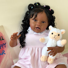 Load image into Gallery viewer, 24inch Reborn Toddler Girl Black Skin African American Soft Cloth Body Newborn Baby Doll Gift for Kids Age 3+