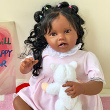 Load image into Gallery viewer, 24inch Reborn Toddler Girl Black Skin African American Soft Cloth Body Newborn Baby Doll Gift for Kids Age 3+