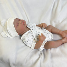 Laden Sie das Bild in den Galerie-Viewer, 20" Realistic Full Vinyl Sleeping Baby Doll "Peaches" – Lifelike 3D Skin Texture, Hand-Painted Hair & Animal Print Outfit for Collectors