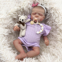 Carregar imagem no visualizador da galeria, 19" Hand-Painted Twin Baby Dolls Pascale Set - Pink & Purple Lace Outfits + Bears (48cm Fabric Body)