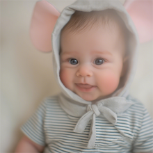 Cargar imagen en el visor de la galería, Elijah 17" Fabric Doll: Hand-Painted Blue Eyes & Adorable Elephant Hooded Sweatshirt Reborn Baby Dolls