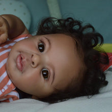 Cargar imagen en el visor de la galería, 21 inch Adorable Reborn Baby Doll Girl Handmade Dark Brown Skin Baby Girl Look Realistic Newborn Baby Dolls