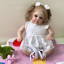 Laden Sie das Bild in den Galerie-Viewer, 23 Zoll schöne wiedergeborene Kleinkinder, kuschelige realistische neugeborene Babypuppe, entzückende lebensechte wiedergeborene Babypuppen, Geburtstagsgeschenk für Kinder