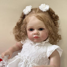 Laden Sie das Bild in den Galerie-Viewer, 23 Zoll schöne wiedergeborene Kleinkinder, kuschelige realistische neugeborene Babypuppe, entzückende lebensechte wiedergeborene Babypuppen, Geburtstagsgeschenk für Kinder