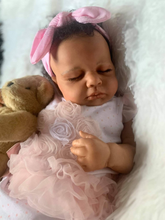 Load image into Gallery viewer, 20 Inch Lifelike Sleeping Reborn Baby Dolls Girl Handmade Soft Silicone Black African American Cuddly Newborn Reborn Baby Doll Gift for Kids