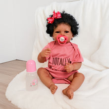 Carregar imagem no visualizador da galeria, Lanny 20" Full Vinyl Reborn BabyAfrican American Doll - Hand-Rooted Black Curly Hair, Warm Brown Eyes High-Color Realism