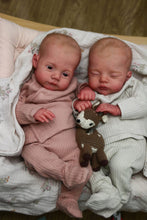 Carica l'immagine nel visualizzatore di Gallery, Lily & Irys 19inch Twin Reborn Doll Set | Open Eye & Sleeping Eye | Soft Body Hand-Painted Sister Dolls with Blue Eyes