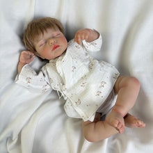 Carregar imagem no visualizador da galeria, 20" / 50cm Realistic Sleeping Baby Doll "LOULOU" – Fine Hand-Painted Details, Soft Rooted Hair & Full Limbs (Customizable: Cloth or Full Vinyl, Boy or Girl) – Cozy Muslin Outfit