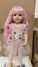 Load image into Gallery viewer, 55cm Full Vinyl Toddler Doll "Betty" with Removable Red Wig, Straight Legs & Stunning Purple Eyes – Waterproof Realistic Collectible Doll