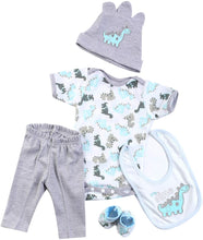 Load image into Gallery viewer, 22inch Doll Clothes Gray Dinosaur 5pcs Set Outfit Accessories for 20-22 Inch Newborn Babies Dolls