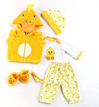 Laden Sie das Bild in den Galerie-Viewer, 22 Zoll Baby Puppenkleidung Gelbe Ente 5-teiliges Set Outfit Zubehör für 20-22 Zoll Reborn Puppe