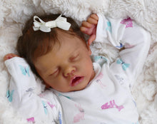 Load image into Gallery viewer, 18" Real Reborn Baby Doll Cerelia Black African American Newborn Baby Girl Asleep Twin A