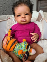 Load image into Gallery viewer, 20" Biracial Reborn Baby Girl Soft Body Black Skin African American Reborn Baby Doll Realistic Newborn Baby Dolls