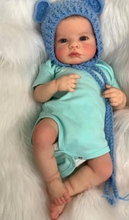 Load image into Gallery viewer, 20" LouLou Cloth-Body Reborn Baby - Hand-Painted Hair,Blue Eyes & Knit Hat Romper Set