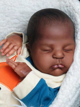 Cargar imagen en el visor de la galería, 20 Inch Black African American Realistic Newborn Baby Dolls Biracial Real Life Reborn Toddler Sleeping Adorable Baby Doll Girl Birthday Xmas Gift