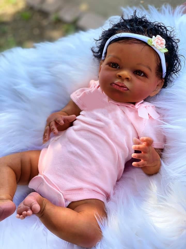 Realistic Reborn Baby Doll Black African American Saskia Soft Full