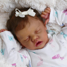 Load image into Gallery viewer, 18" Real Reborn Baby Doll Cerelia Black African American Newborn Baby Girl Asleep Twin A