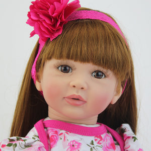 Pinky Reborn 24 Inch Adorable Lifelike Reborn Baby Dolls Cloth Body Vinyl Toys For Kids 3+ With A Plush Bunny Role-playing Game Doll