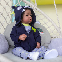 Load image into Gallery viewer, Lifelike Reborn Baby Doll with Soft Cloth Body - 20-Inch (50cm) Realistic Newborn Boy Doll with Implanted Black Curly Hair &amp; Blue Eyes, Includes Outfit and Gift Box for Kids

