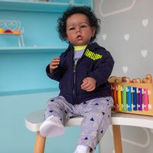 Load image into Gallery viewer, Lifelike Reborn Baby Doll with Soft Cloth Body - 20-Inch (50cm) Realistic Newborn Boy Doll with Implanted Black Curly Hair &amp; Blue Eyes, Includes Outfit and Gift Box for Kids
