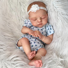 Carica l&#39;immagine nel visualizzatore di Gallery, Irys 19-inch Hand-Painted Reborn Baby Doll in Purple Floral Romper with Pacifier | Lifelike Sleeping Eyes, Soft Body | Christmas &amp; Birthday Gift
