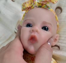 Load image into Gallery viewer, 12 Inch Full Silicone Reborn Baby Doll - Realistic Open Mouth Newborn Girl with Floral Dress, Poseable Body for Kids Play &amp; Collectors
