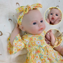 Load image into Gallery viewer, 12 Inch Full Silicone Reborn Baby Doll - Realistic Open Mouth Newborn Girl with Floral Dress, Poseable Body for Kids Play &amp; Collectors
