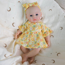 Load image into Gallery viewer, 12 Inch Full Silicone Reborn Baby Doll - Realistic Open Mouth Newborn Girl with Floral Dress, Poseable Body for Kids Play &amp; Collectors
