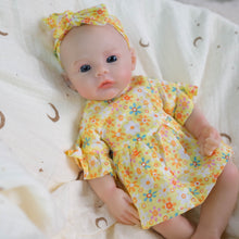 Load image into Gallery viewer, 12 Inch Full Silicone Reborn Baby Doll - Realistic Open Mouth Newborn Girl with Floral Dress, Poseable Body for Kids Play &amp; Collectors
