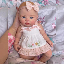 Carica l'immagine nel visualizzatore di Gallery, 12" Lifelike Reborn Silicone Baby Doll | 1.1KG Weighted Realistic Feel | Openable Mouth for Feeding &amp; Pacifier | Platinum Silicone Ultra Soft | Polka Dot Dress &amp; Bow Headband
