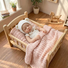 Carica l'immagine nel visualizzatore di Gallery, 12.6" Lifelike Sleeping Silicone Baby Doll | 1.1KG Weighted Perfect Huggable Size | Open Mouth Design for Feeding &amp; Pacifier | Platinum Silicone | White Knit Bear-Ear Outfit
