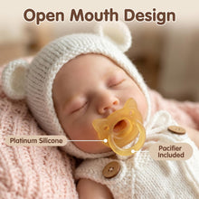 Carica l'immagine nel visualizzatore di Gallery, 12.6" Lifelike Sleeping Silicone Baby Doll | 1.1KG Weighted Perfect Huggable Size | Open Mouth Design for Feeding &amp; Pacifier | Platinum Silicone | White Knit Bear-Ear Outfit
