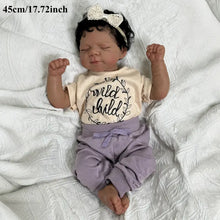 Carregar imagem no visualizador da galeria, Pascale Collection 48cm (18&quot;) Cloth Body Doll with Implanted Black Short Curly Hair, Dark Skin, Sleeping Eyes - Collector Art Doll
