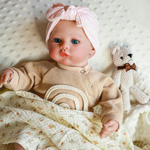 Carregar imagem no visualizador da galeria, 19 inch Full Vinyl Reborn Doll Meadow Hand-Painted Green Eyes Blush Khaki Romper Beige Plaid Bear Pacifier Gift Box for baby kids girl 3+ 48cm Lifelike Baby Gift Set dolls
