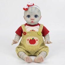 Load image into Gallery viewer, 16" Magical Glow in the Dark Reborn Baby Doll | Cloth Body for Easy Hugging | Lifelike Eyes &amp; Exquisite Facial Design | Apple Overalls Outfit | Halloween Fantasy Gift
