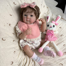 Load image into Gallery viewer, Lovely 18 Inch 45cm Reborn Baby Dolls Silicone Full Body Vinyl Girl with Hair Realistic Newborn Baby Doll That Looks Real Life Like Handmade Toy with Blue Eyes for Kids Age 3+
