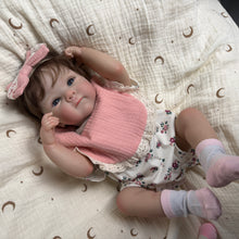 Load image into Gallery viewer, Lovely 18 Inch 45cm Reborn Baby Dolls Silicone Full Body Vinyl Girl with Hair Realistic Newborn Baby Doll That Looks Real Life Like Handmade Toy with Blue Eyes for Kids Age 3+
