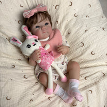 Load image into Gallery viewer, Lovely 18 Inch 45cm Reborn Baby Dolls Silicone Full Body Vinyl Girl with Hair Realistic Newborn Baby Doll That Looks Real Life Like Handmade Toy with Blue Eyes for Kids Age 3+
