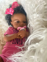 Load image into Gallery viewer, Lifelike Open Eyed Reborn Baby Girl &quot;Loulou&quot; w/ Implanted Afro Hair - 20in/50cm Full Limb Vinyl Doll, Realistic Hand Painted

