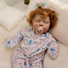 Load image into Gallery viewer, Realistic 19 Inch Baby Doll with Red Hair &amp; Pacifier - Soft Cloth Body, Printed Long Sleeve Footie Pajamas, Sleeping Eyes
