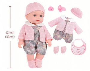 12-Inch Magnetic Pacifier & Waterproof Reborn Baby Doll - Changeable Outfits with Hat & Socks | Realistic Collectible Doll for Kids & Collectors